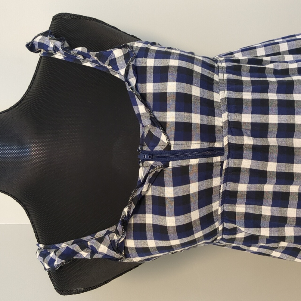 Volcom Women's Mini Checkered Purple White Black Strap Dress Size Small